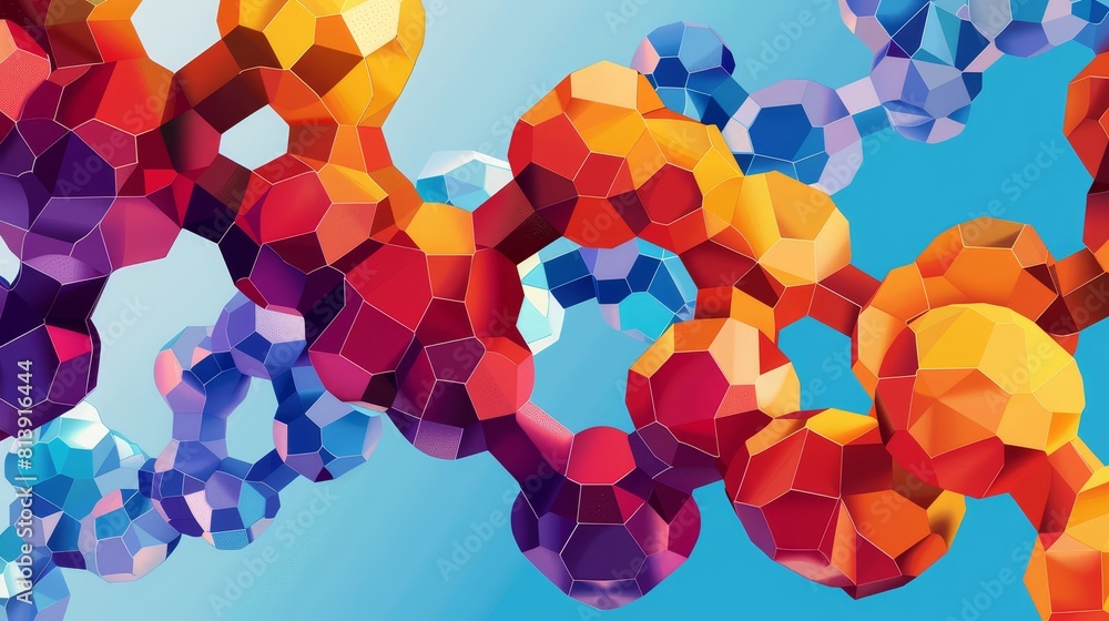 Poster low poly alveoli flat design front view gas exchange process theme water color complementary color s
