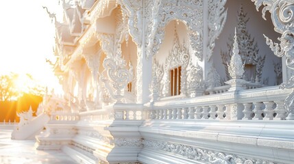 A white building with a lot of intricate details and designs