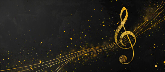 golden treble clef music with luxury black free space concept background