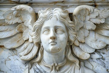 Detailed view of a beautiful angel statue, perfect for religious or memorial designs