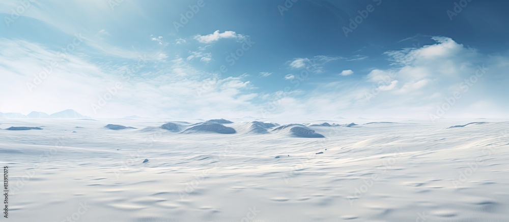Poster a snowy field with frozen snow creating a scenic copy space image