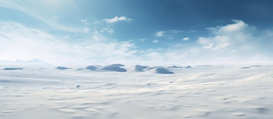 A snowy field with frozen snow creating a scenic copy space image