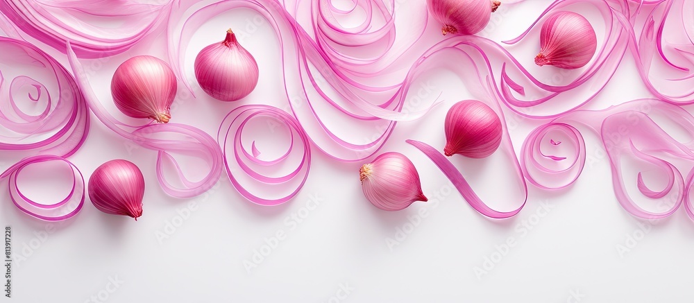 Poster the image showcases a beautiful arrangement of sliced pink onions forming an isolated pattern within