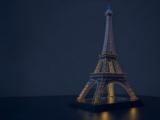 Epic 3D Model of the Eiffel Tower with Holographic Design and Glowing Lights