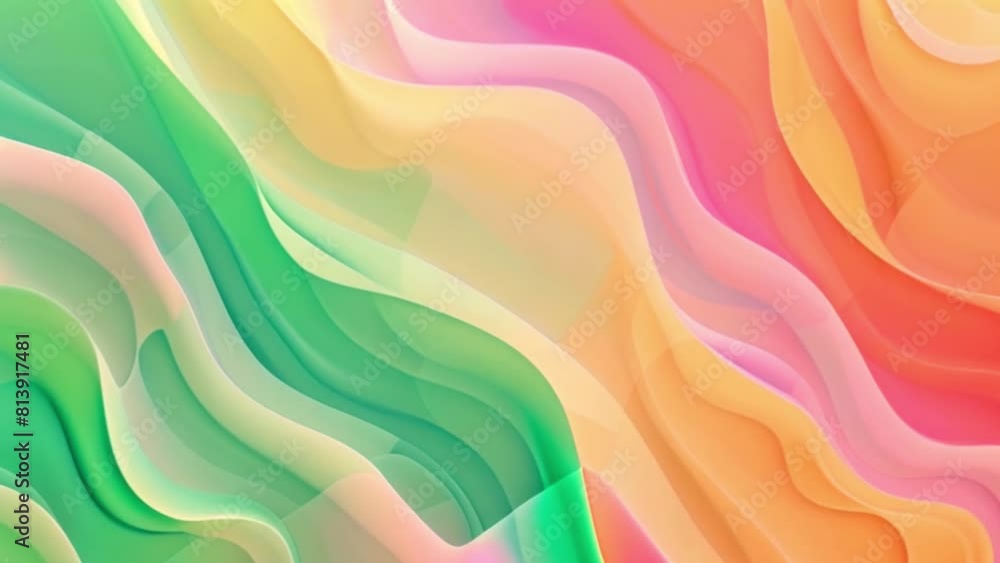 Poster a background filled with vibrant, multicolored wavy shapes creating an abstract and dynamic visual s