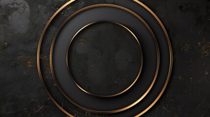 Beautiful realistic black background with golden frame and pattern