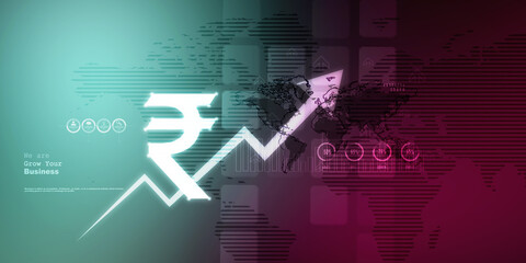 2d rendering Stock market online business concept. business Graph with indian rupee sign
