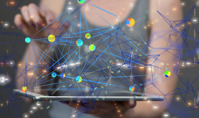 Business intelligence analyst dashboard on virtual - neural network exposure digital