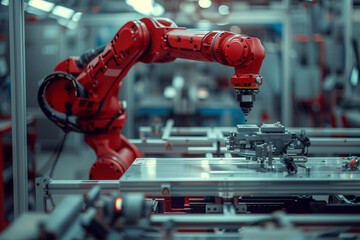 Robot arm is working smartly in the production department 