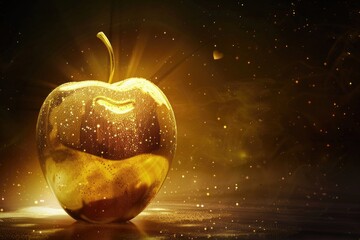 A golden apple with a smiley face, perfect for various designs