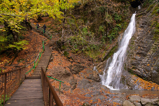 Cascade waterfall Seven beauties. Gabala region. Azerbaijan.