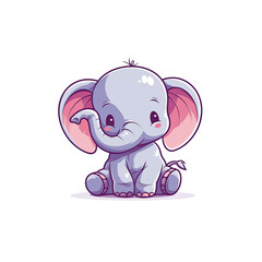 Fototapeta premium Sweet Elephant Cartoon Seated Gracefully, Cartoon Illustration