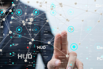 Neural network 3D illustration. Big data and cybersecurity