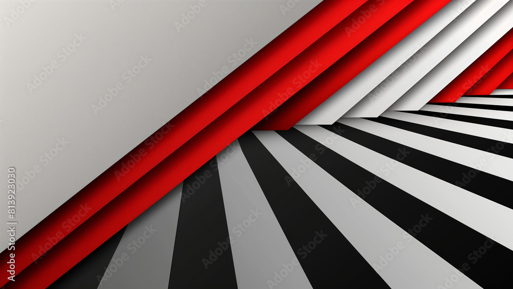 Poster modern abstract design with bold red and black stripes on a white background suitable for dynamic vi