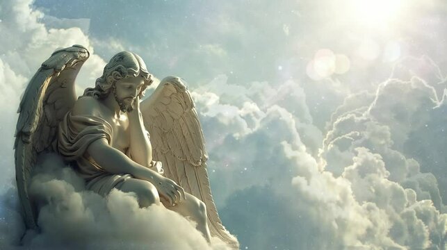the beauty of the winged Jesus who is kind and merciful. seamless looping time-lapse virtual 4K video Animation Background.