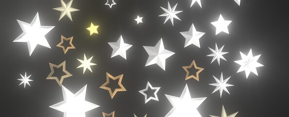 Cascading Christmas Constellations: Brilliant 3D Illustration Showcasing Falling Festive Star Patterns