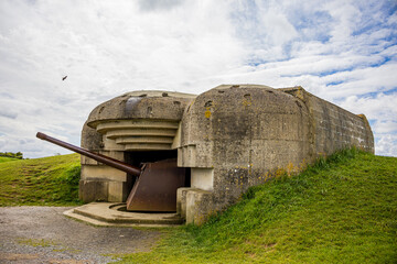 Batterie de Longues-sur-Mer sur le mur de l'atlantique en Normandie