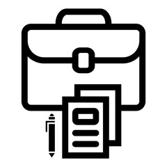 Obraz premium black briefcase icon, business documents