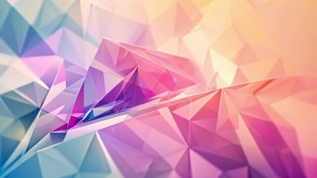 Vivid geometric patterns overlap with a soft, pastel color gradient backdrop.