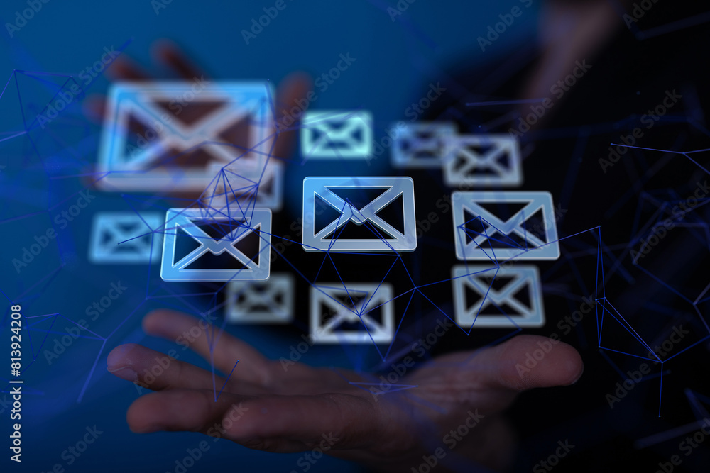 Poster mail communication support contact concept service - neural network exposure digital