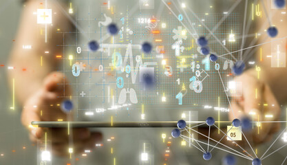 digital medical futuristic interface 3D rendering