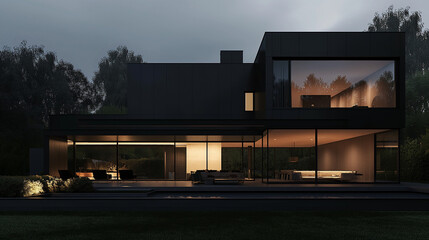 modern house at night