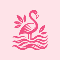 flamingo bird logo vector design, vector flamingo bird illustration, beautiful and elegant flamingo bird design