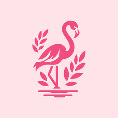 flamingo bird logo vector design, vector flamingo bird illustration, beautiful and elegant flamingo bird design