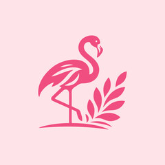 Fototapeta premium flamingo bird logo vector design, vector flamingo bird illustration, beautiful and elegant flamingo bird design