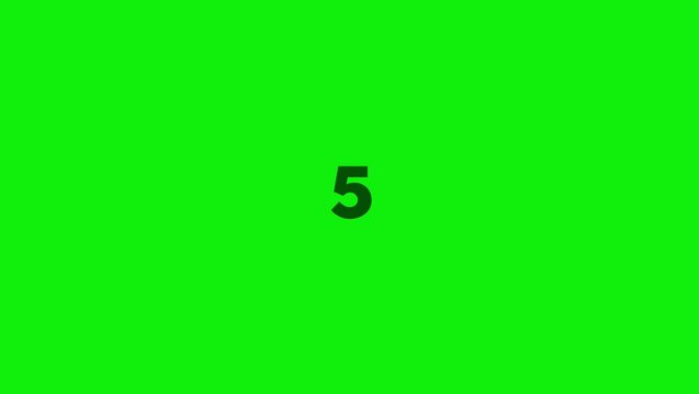 10 to 1 countdown on green screen, countdown animation
