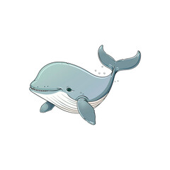 Naklejka premium Sweet Whale Cartoon Its Playful Nature, Cartoon Illustration
