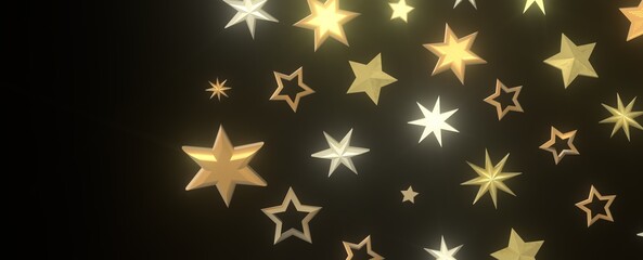 Gilded Wonder: Explore the Magic of a 3D Gold Stars Rain