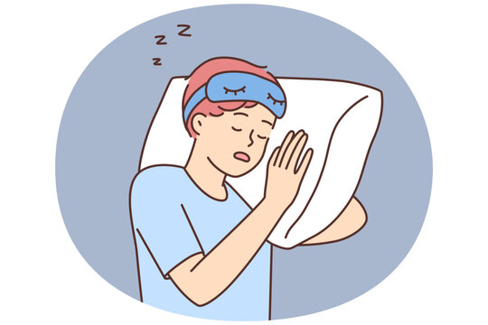 sleeping person with eye mask and pillow clip art preview