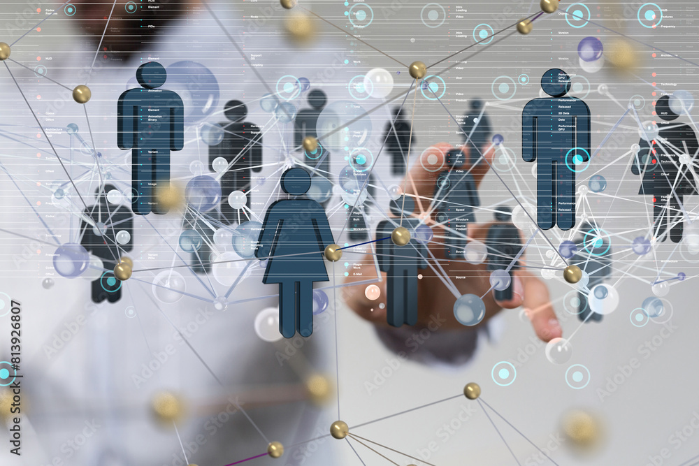 Fototapete global network. blockchain. 3d illustration. neural networks and artificial intelligence. abstract