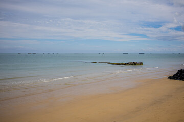 Vestiges du Port artificiel d'Arromanches utilisé pour le débarquement de Normandie