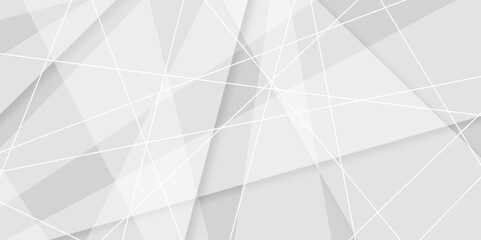 White and gray minimal futuristic concept simple line background with shadows. abstract triangle lines shape modern Geometry style shine and layer element vector for presentation background template.