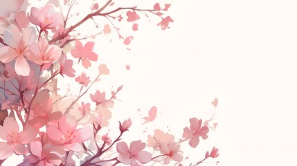 Fototapeta premium pink flowers painted in a delicate watercolor style