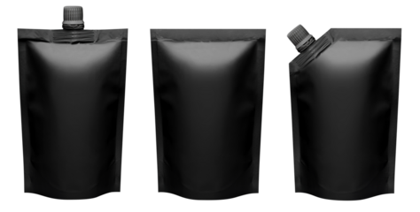 Set of black doypacks cut out