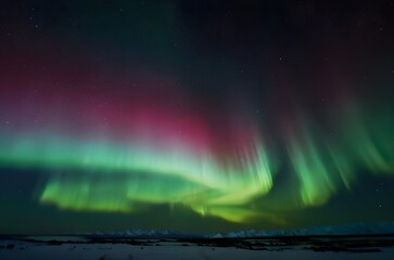 Naklejka premium aurora sky landscape background 