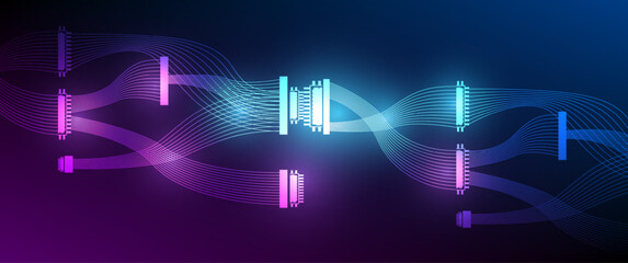 Fiber optic cable technology vector design of internet, network, speed data connection and telecommunication. communication. Vector illustration