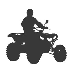 Silhouette man riding ATV black color only