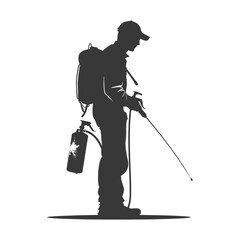 Silhouette Man using disinfectant machine in action black color only