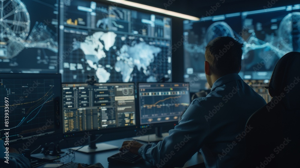 Poster providing it technical support and software programming in monitoring control rooms with digital scr
