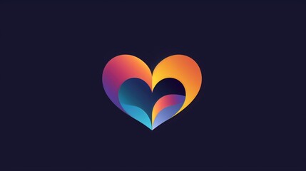 heart-shaped logo with dark background, in the style of vector image