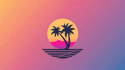 Obraz premium Abstract logo of summer and vacation, in the style of vector image with copy space