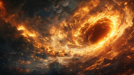 Fototapeta premium Capturing the Intensity: Illustrating a Black Hole Accretion Disk's Gravitational Forces