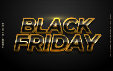 Black friday shiny gold editable 3d vector text effect