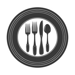 Silhouette Plate with cutlery black color only