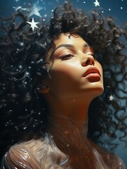 portrait of a woman with curly hair