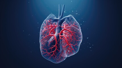 Fototapeta premium neon human lung on blue background